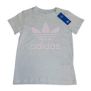 Adidas Kids Trefoil Tee Almost Blue/White Short-Sleeve Shirt S 9-10Y 2558